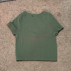 Green Ribbed Women's Top